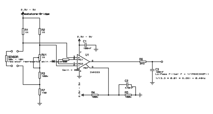 diagrama eléctrica GSR con INA333